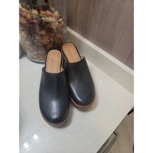 Madewell Leather Clogs Black Size 9.5 Women's Block Heel Mules